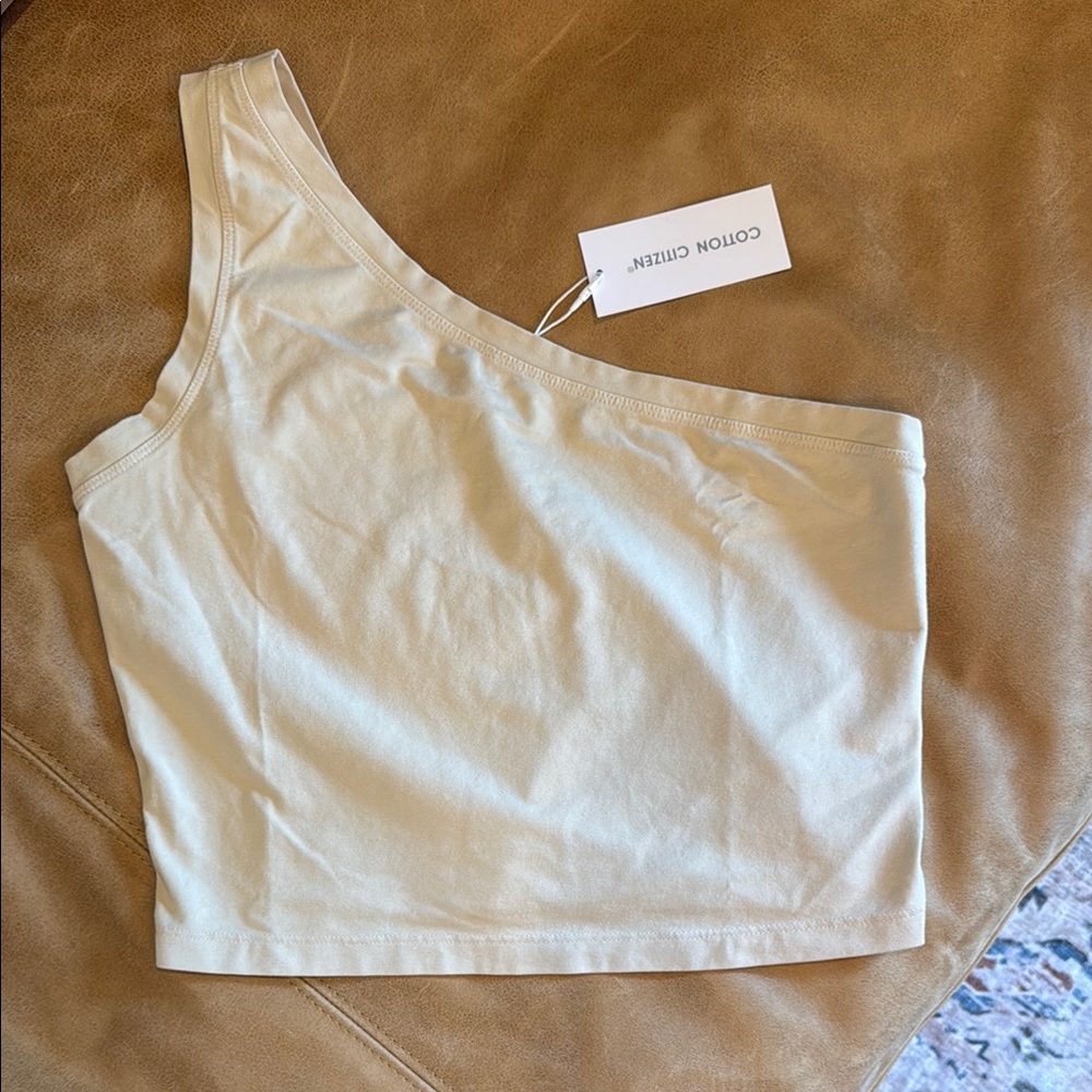 NWT Cotton Citizen BRISBANE tank Asymmetric One Shoulder - Oatmeal